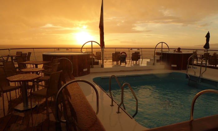Wind Surf - Sunset on the pool deck in St Kitts