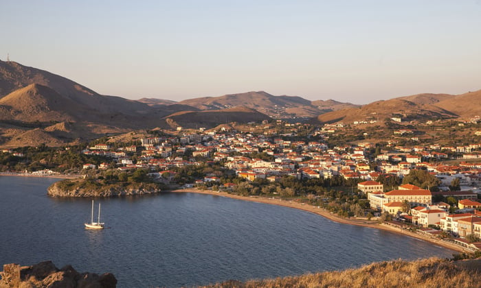 Myrina on Limnos, one of the best quiet Greek islands to cruise to