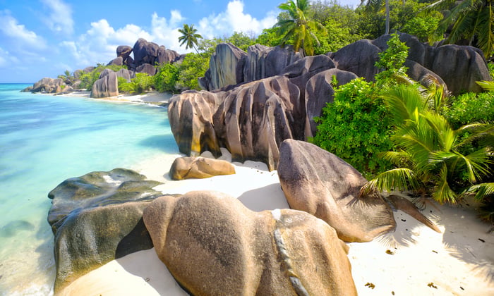 Anse Source d'Argent, famous beach on La Digue Island in the Seychelles