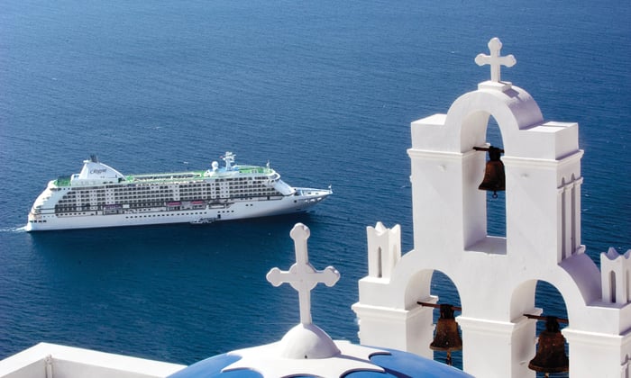Regent Voyager in Santorini, Greece