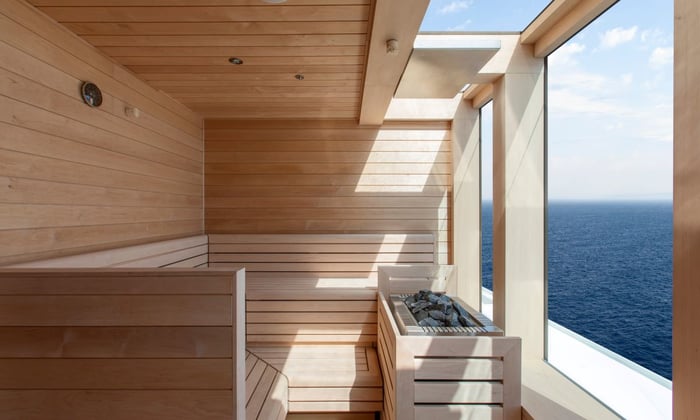 Sauna in the Otium Spa on Silversea's Silver Nova