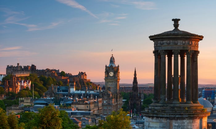 View of Edinburgh, Scotland, UK from Calton Hill