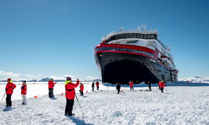 HX Expeditions' hybrid ship MS Roald Amundsen in Antarctica