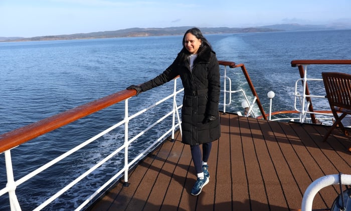 Anjalina on deck on board Hebridean Princess