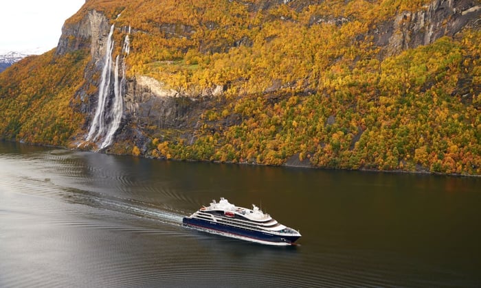 ponant's le champlain explorer yacht in the norwegian fjords 