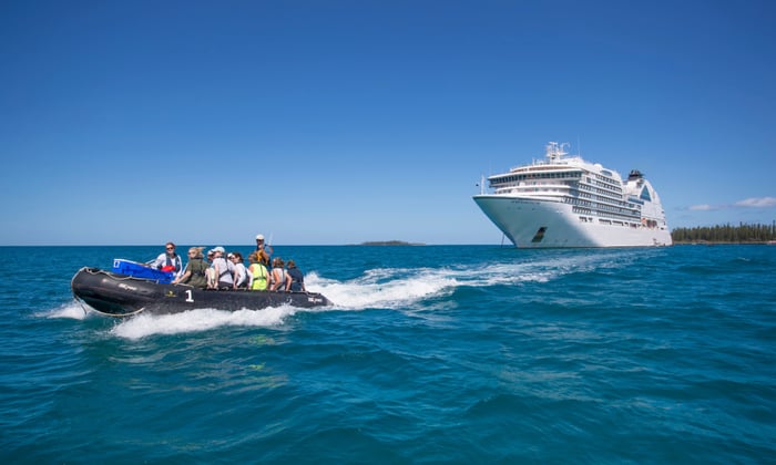 Seabourn Encore and Zodiac on the Isle of-Pines New Caledonia