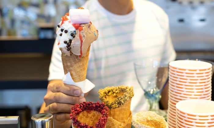 Scoops ice cream bar on board Crystal Cruises