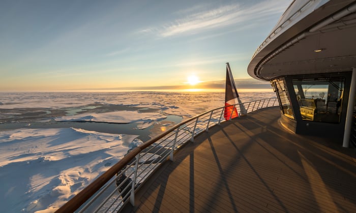 View of the sun in the Arctic from Ponant's Le Commandant Charcot