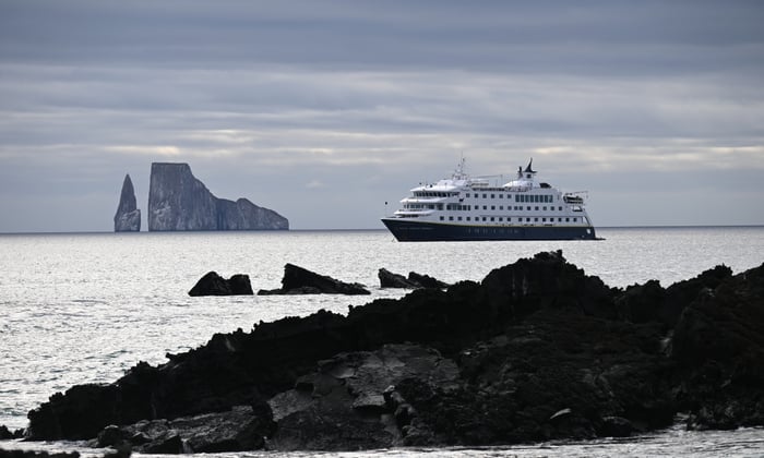 National Geographic Endeavour II near Kicker Rock, Galapagos Islands