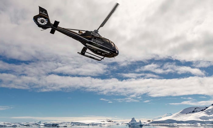 Scenic Eclipse helicopter flight over Antarctica