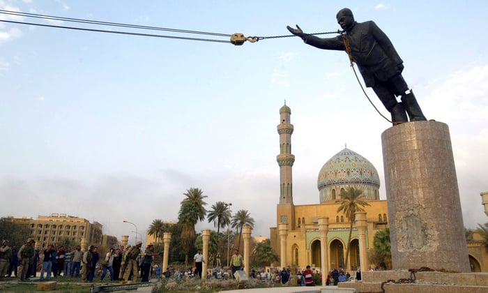 Saddam Hussein's statue is toppled in Baghdad, Iraq