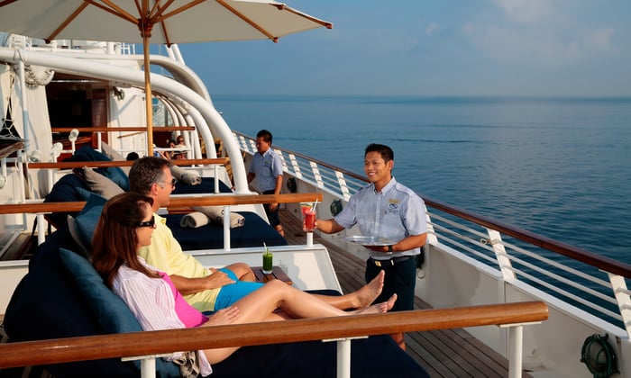 Cocktail service on SeaDream Yacht Club