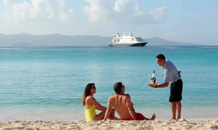 Beach service in the Caribbean with SeaDream Yacht Club