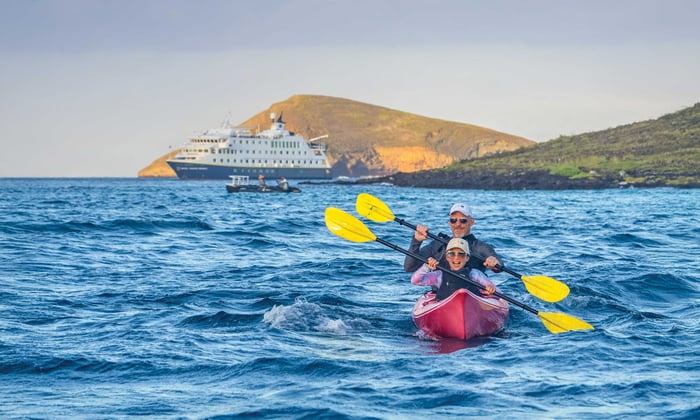 National Geographic-Lindblad Expeditions guests kayaking in the Galapagos
