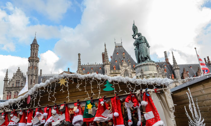 A festive stall at Bruges' Christmas Market