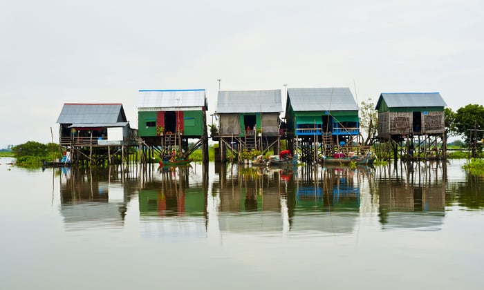 Floating village on Tonle Sap Lake, Cambodia