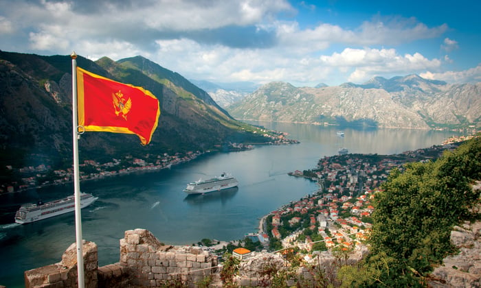 Crystal's Crystal Symphony sailing in Kotor, Montenegro