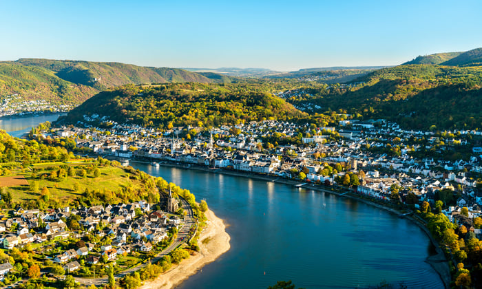 Filsen and Boppard towns on the Rhine