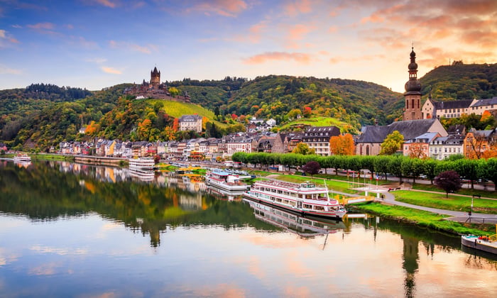 Reichsburg Castle and Cochem Old Town on the Moselle river, Germany