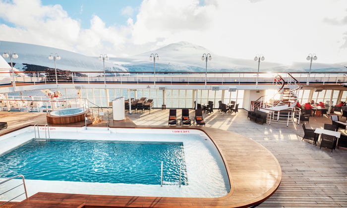 Silver Cloud pool deck in Svalbard