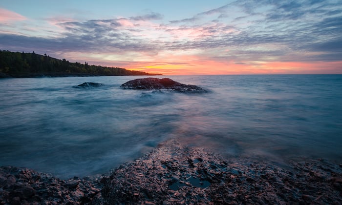 sunset over Lake Superior, one of America's Great Lakes