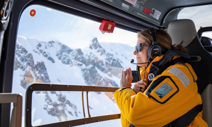 Inside Quark Expeditions helicopter