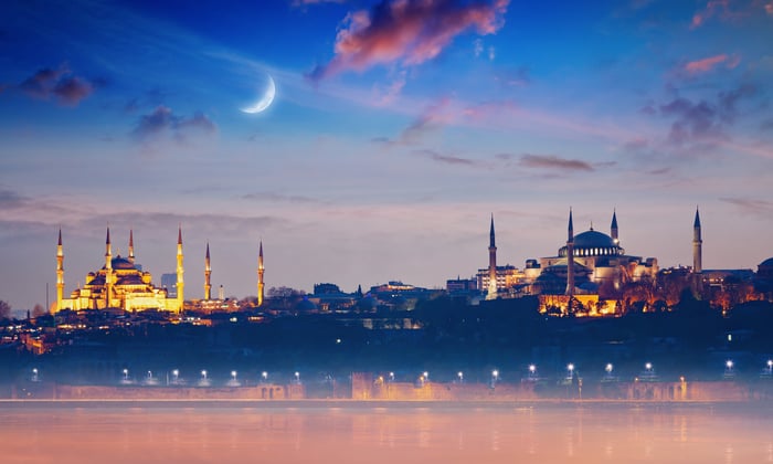 Hagia Sofia and the Blue Mosque in Istanbul, Turkey