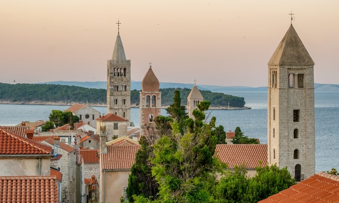 Rab town on Rab Island, Croatia