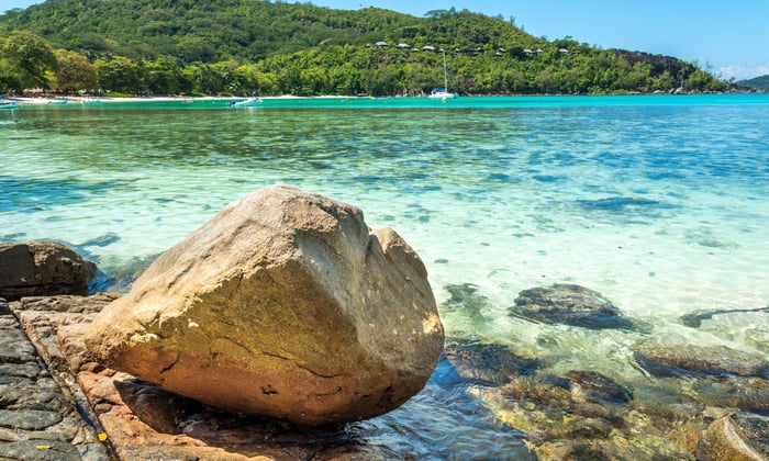 Port Launay beach on Mahe island Seychelles indian ocean