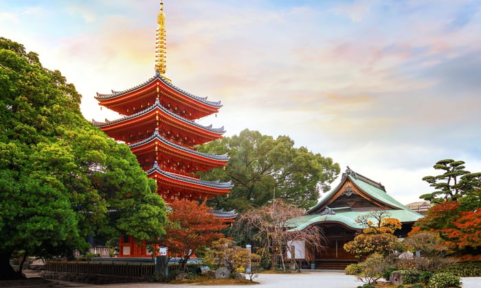 Tochoji Temple located in Hakata, Fukuoka, Japan