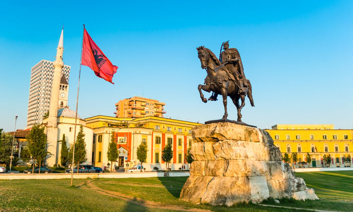Skanderbeg Square in Tirana, Albania