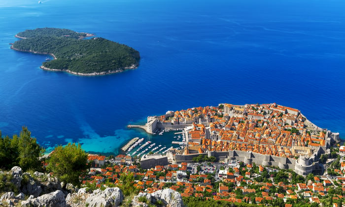 Aerial view of Dubrovnik old town