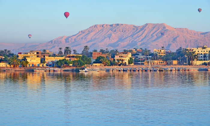 Hot air balloons over Luxor, Egypt