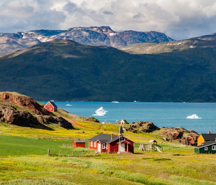 colourful houses in Narsarsuaq, Greenland