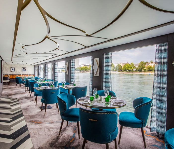  Dining Room on board Riverside Luxury Cruises' Bach, one of the best European River Cruise lines