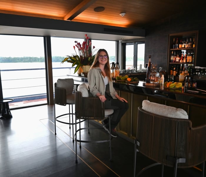 Sitting at the bar on board Aqua Nera