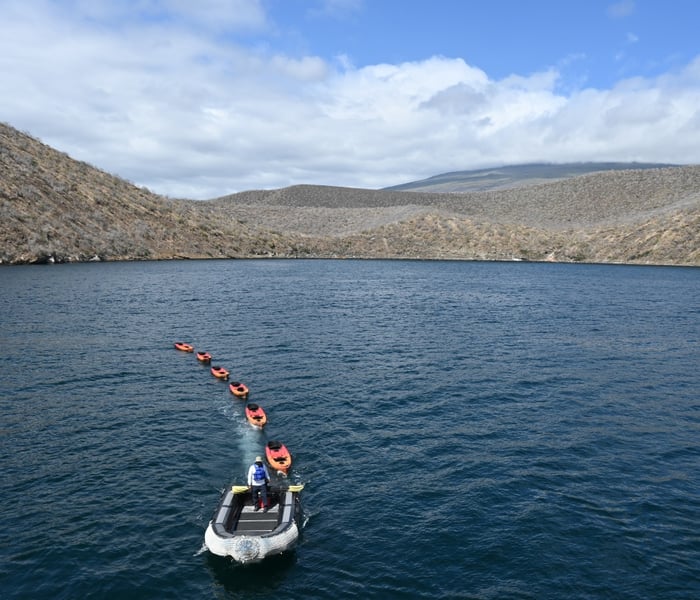 Getting ready to kayak in the Galapagos Islands