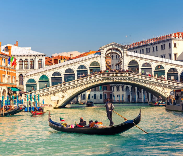 Gondolas in Venice in Italy, a popular Croatia cruise port