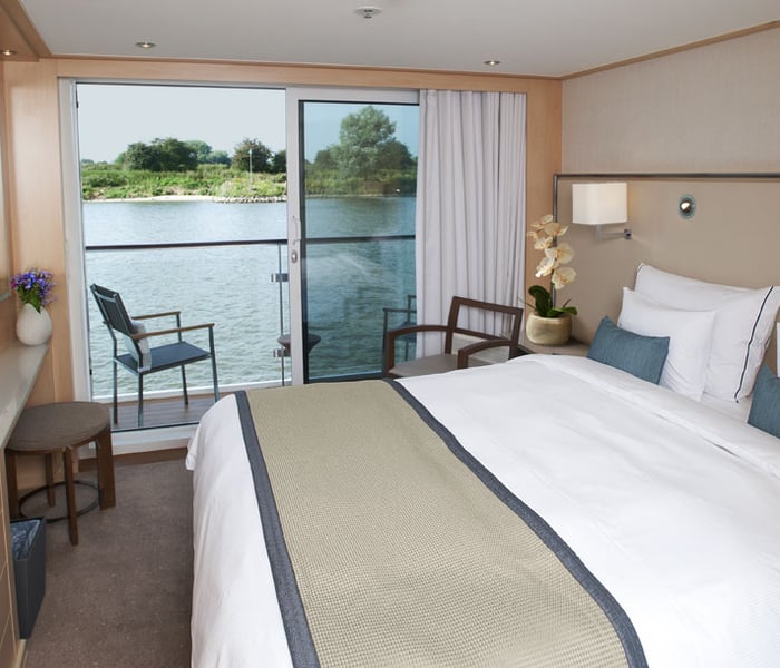 veranda stateroom on Viking Aegir, one of the best European River Cruise lines, in Budapest