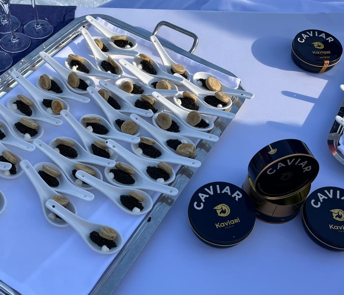 Champagne and caviar on the ice with Ponant on Le Commandant Charcot in Qenertivartivit
