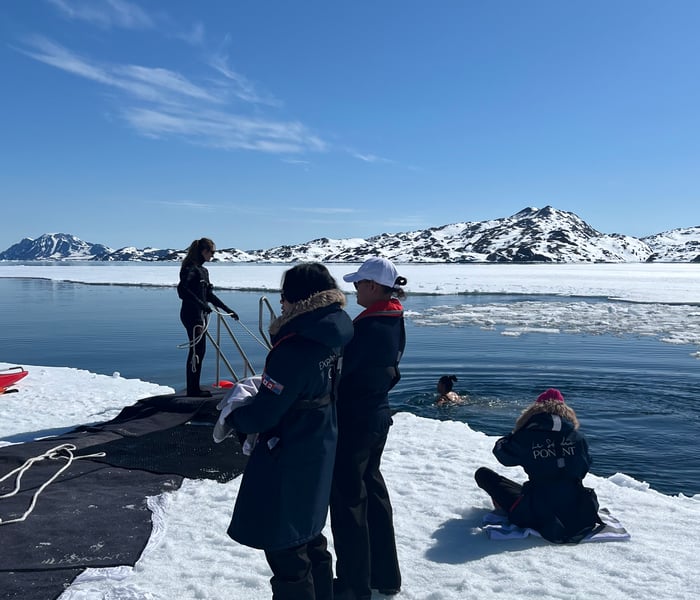 Polar plunge with Ponant in Qenertivartivit, Greenland on Le Commandant_Charcot_Ponant_