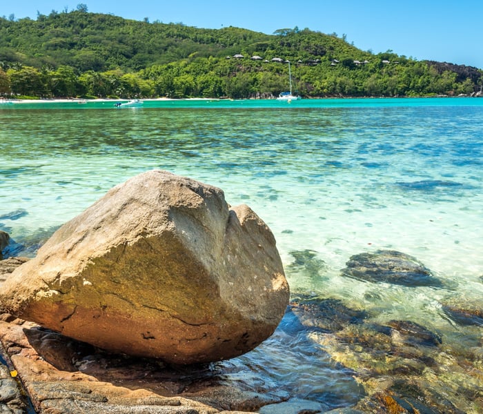 Port Launay beach on Mahe island Seychelles indian ocean