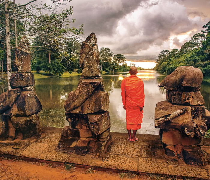 Cambodian Monk by the Mekong River
