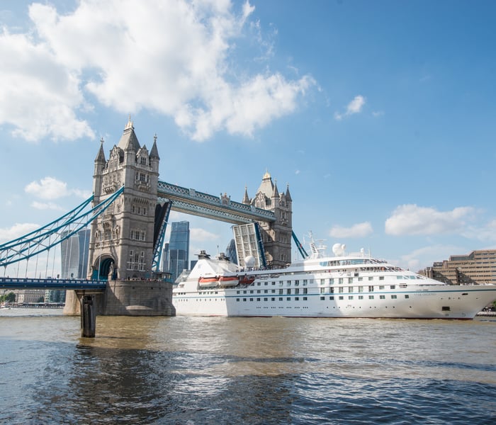 windstars star legend sailing from londons tower bridge 