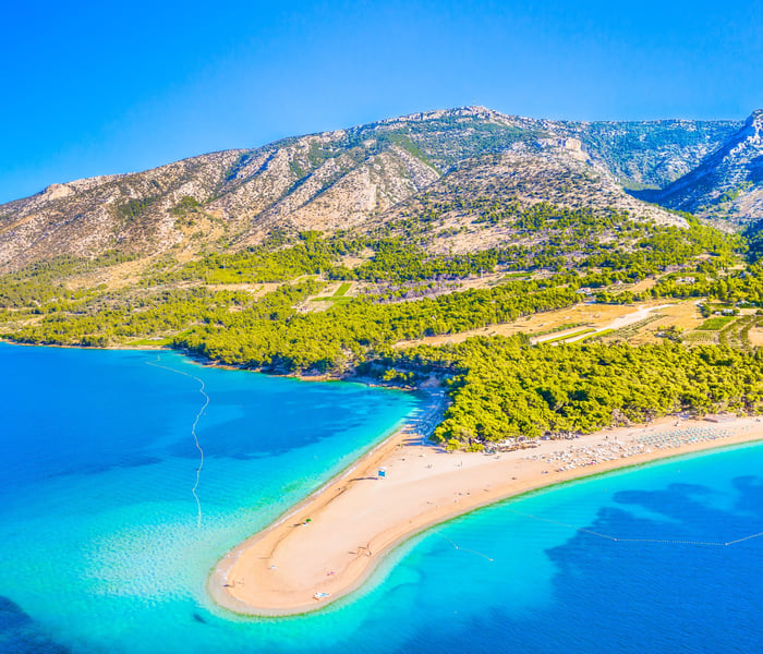 Zlatni Rat beach on Brac, a popular stop on a croatia cruise