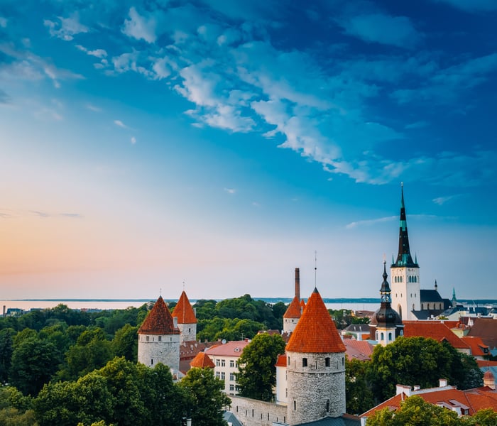 tallin skyline in estonia, a popular northern europe cruise port