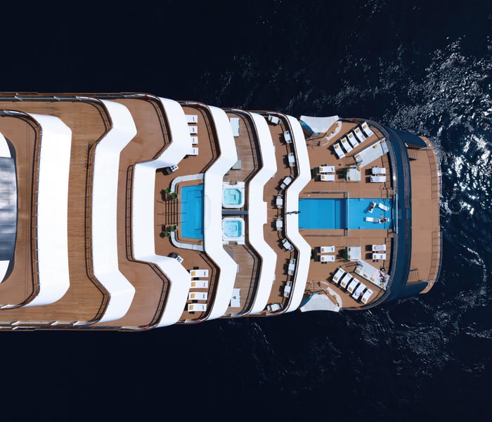 Aerial view of Evrima, The Ritz-Carlton Yacht Collection