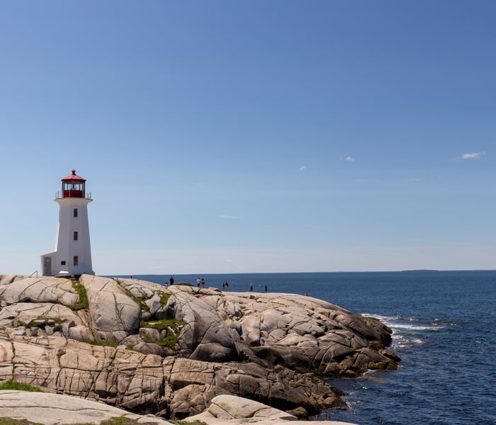 Peggy's Cove Lighthouse in Halifax in Atlantic Canada, a popular stop on canada and new england cruises