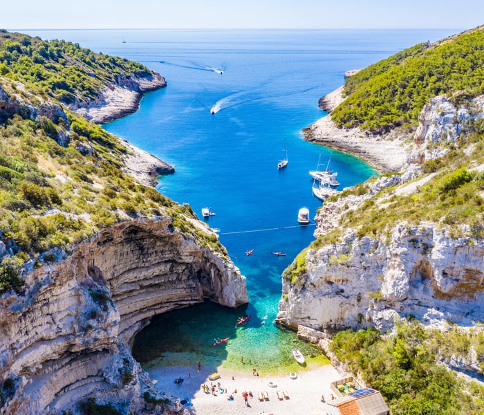 Stiniva in Vis in Croatia, a popular Croatia cruise port