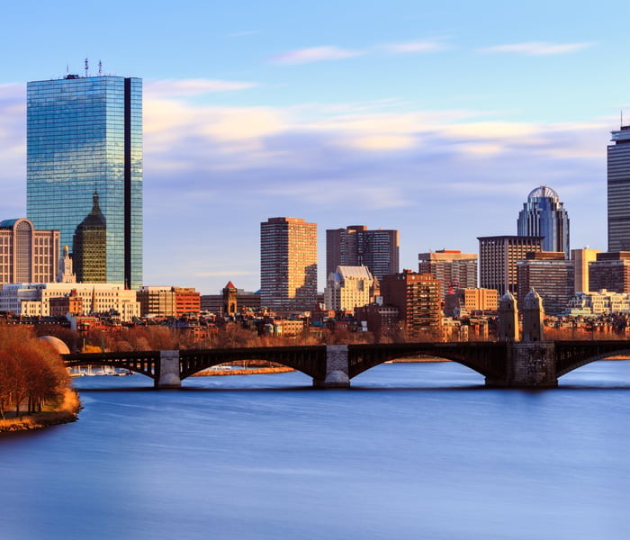 boston skyline, a popular time to cruise canada and new england